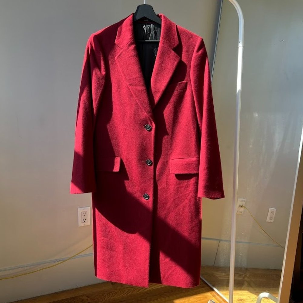 Women's Slim Red Wool-Cashmere Coat - Paul Smith | US 4 Small | Made in Italy